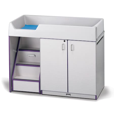 Jonti-Craft Rainbow Accents Diaper Changer with Stairs, Left, Purple 5145JC004